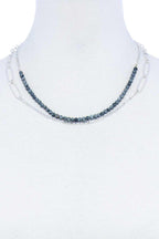 Double Layer Beaded And Chain Necklace | Mixtshop LLC