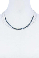 Double Layer Beaded And Chain Necklace