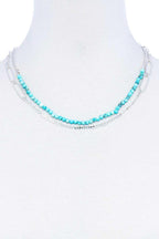Double Layer Beaded And Chain Necklace | Mixtshop LLC
