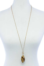 Fashion Oval Stone Pendant Long Necklace | Mixtshop LLC