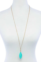 Fashion Oval Stone Pendant Long Necklace | Mixtshop LLC