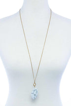 Fashion Oval Stone Pendant Long Necklace | Mixtshop LLC