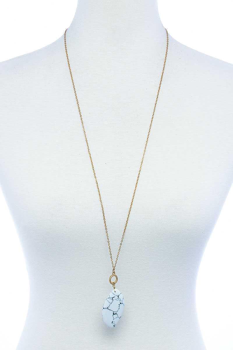 Fashion Oval Stone Pendant Long Necklace | Mixtshop LLC
