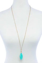 Fashion Oval Stone Pendant Long Necklace