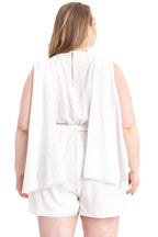 Shimmer Fabric Draped Open Sleeve Romper | Mixtshop LLC