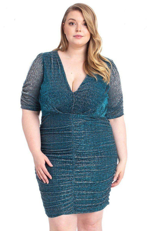 Ribbed Shimmer Shirring Mini Dress | Mixtshop LLC