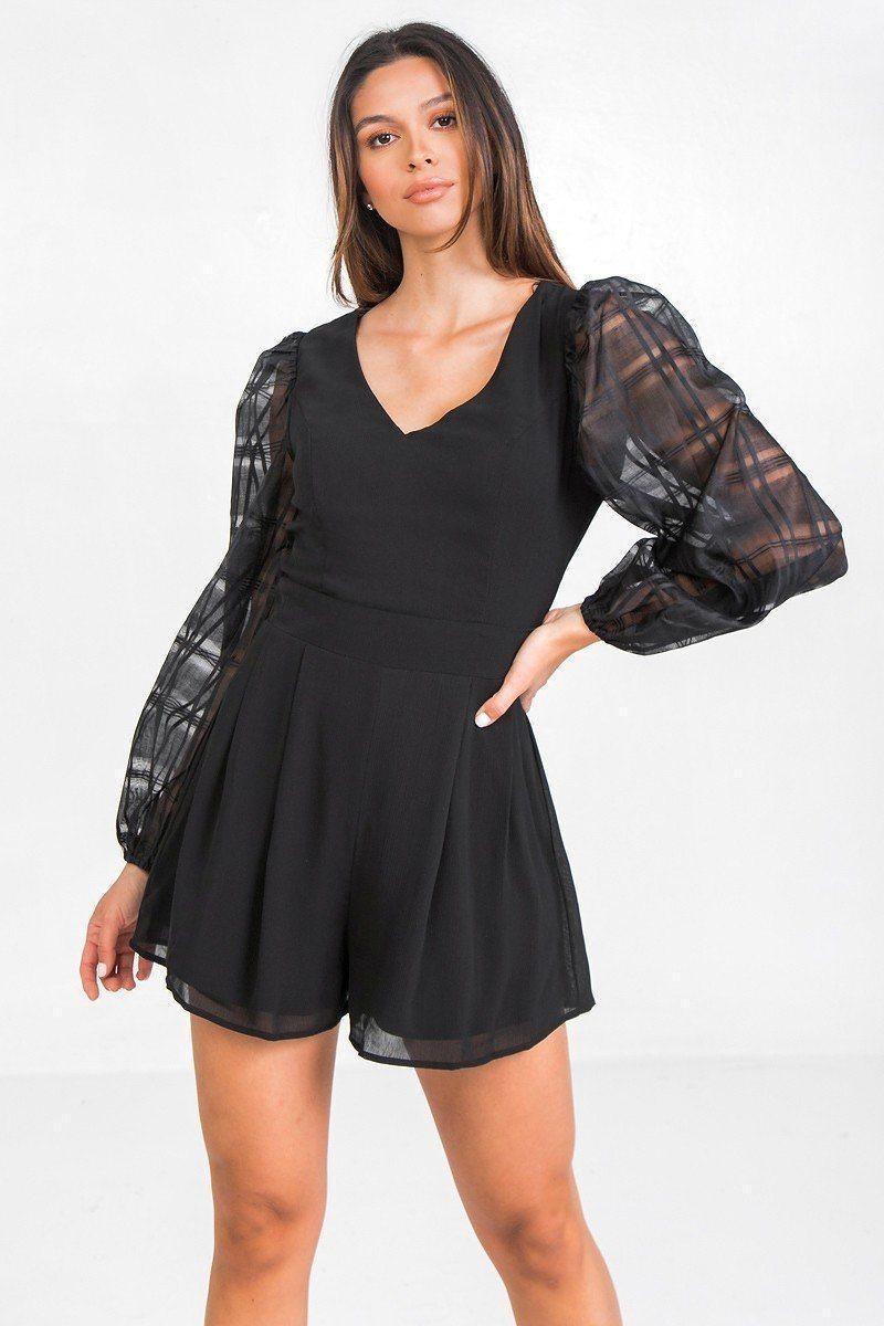 V Neckline Solid Romper | Mixtshop LLC Main image