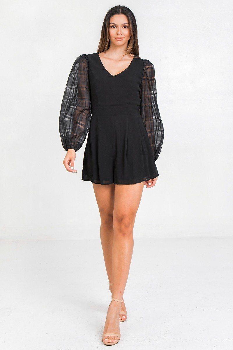 V Neckline Solid Romper | Mixtshop LLC