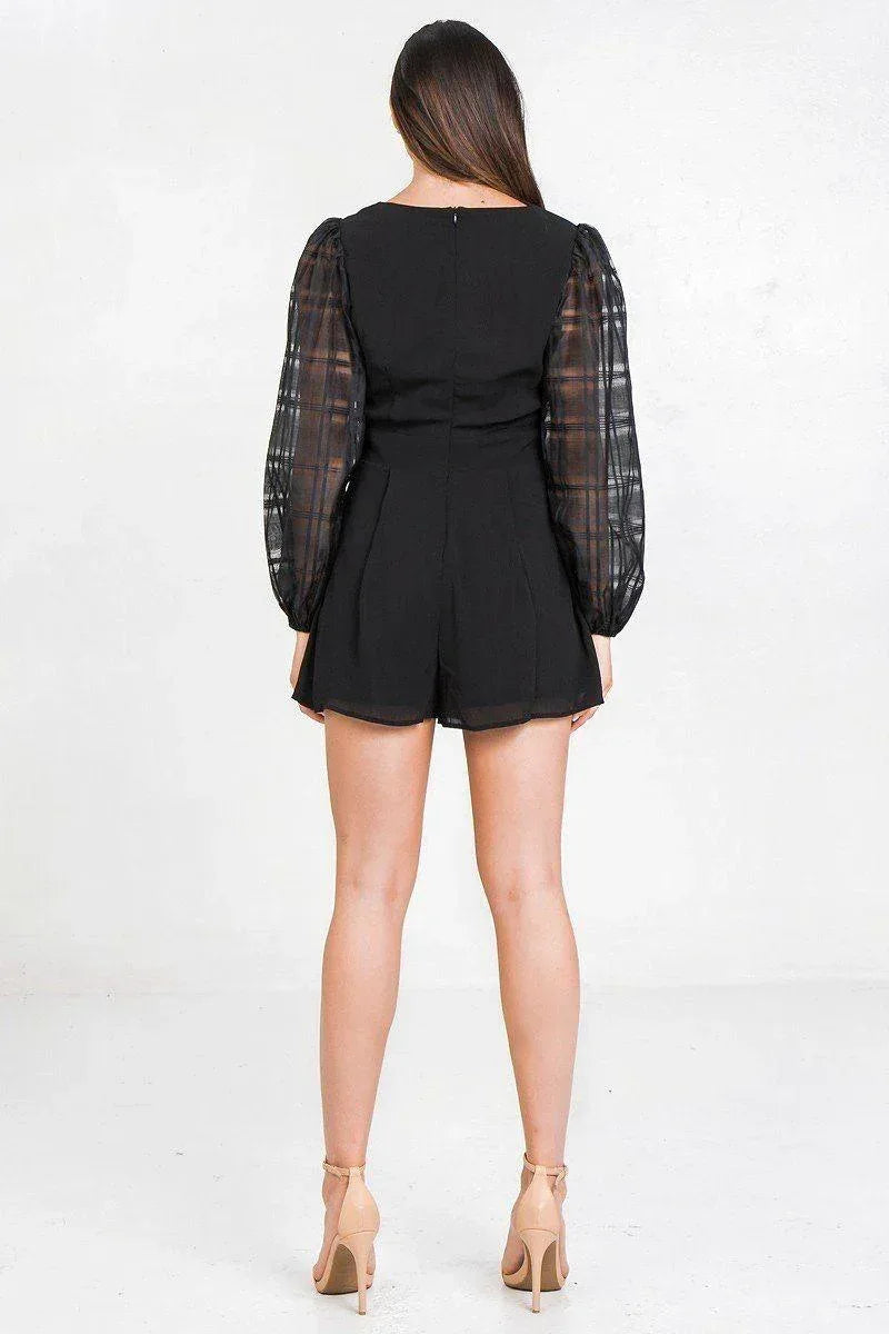V Neckline Solid Romper | Mixtshop LLC
