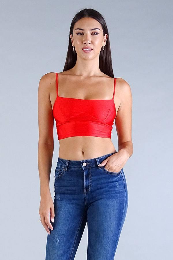 Sexy Spaghetti Strap Darted Under Bust Crop Top Secondary image