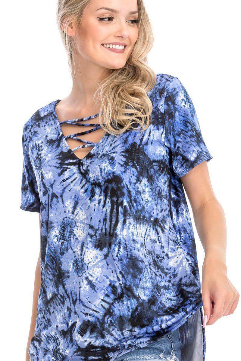 Tie Dye Print Short Sleeve Top | Mixtshop LLC Main image
