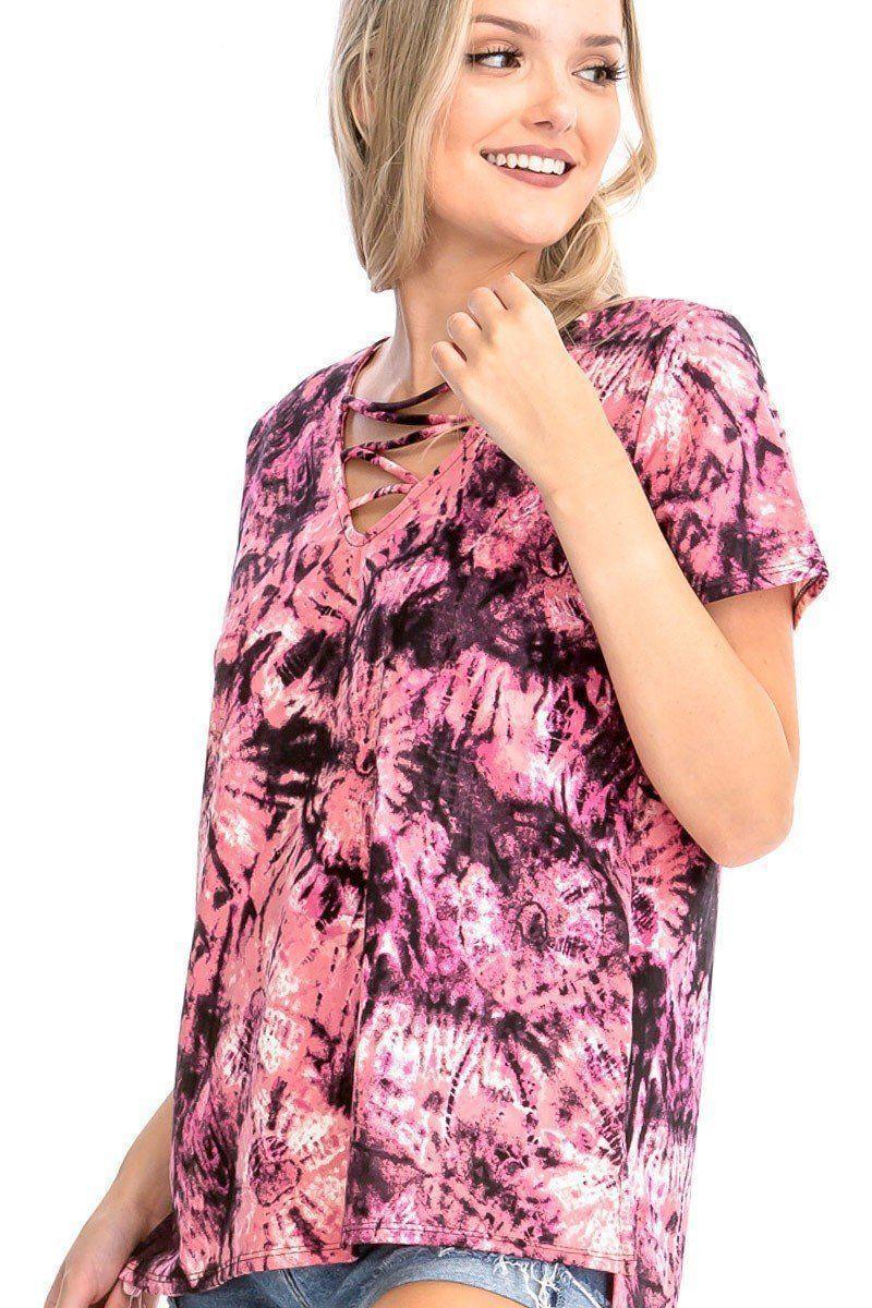 Tie Dye Print Short Sleeve Top Secondary image