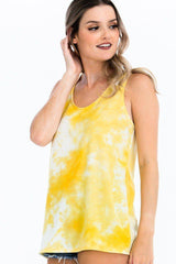 Tie-dye Knit Top Featured In A Scoop Neckline And Sleeveless | Mixtshop LLC