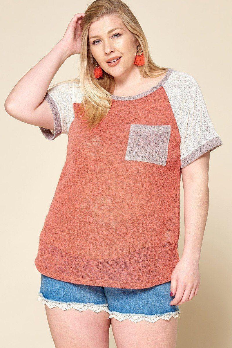 Color-blocked Sweater Knit Top | Mixtshop LLC Main image