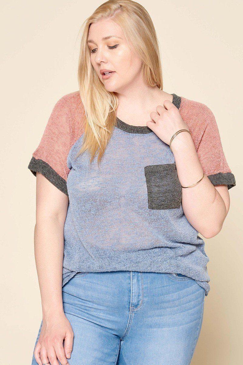 Color-blocked Sweater Knit Top | Mixtshop LLC Main image
