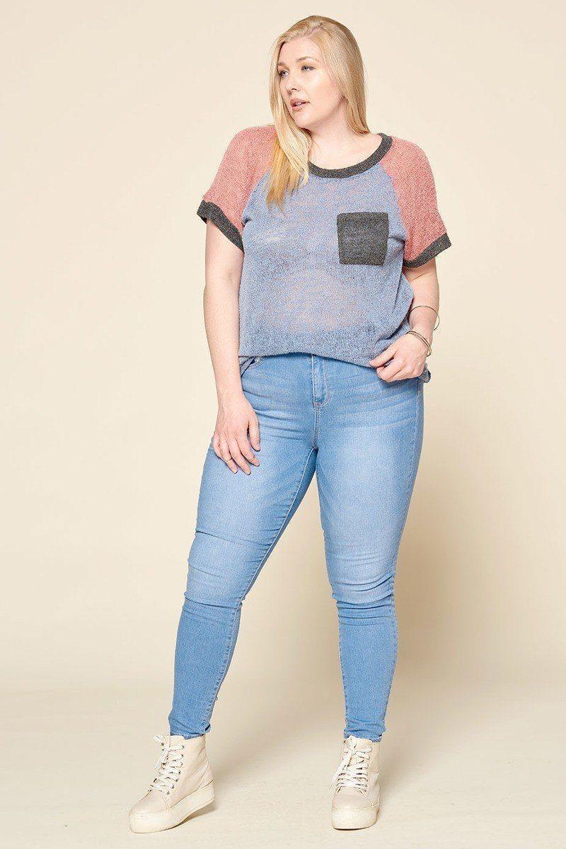 Color-blocked Sweater Knit Top Secondary image