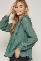 A Semi-sheer Striped Woven Top | Mixtshop LLC