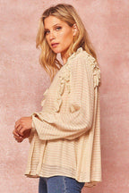 A Semi-sheer Striped Woven Top | Mixtshop LLC