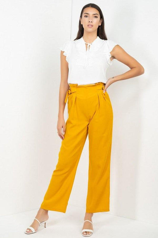 High Waist Paperbag Wide Pants | Mixtshop LLC