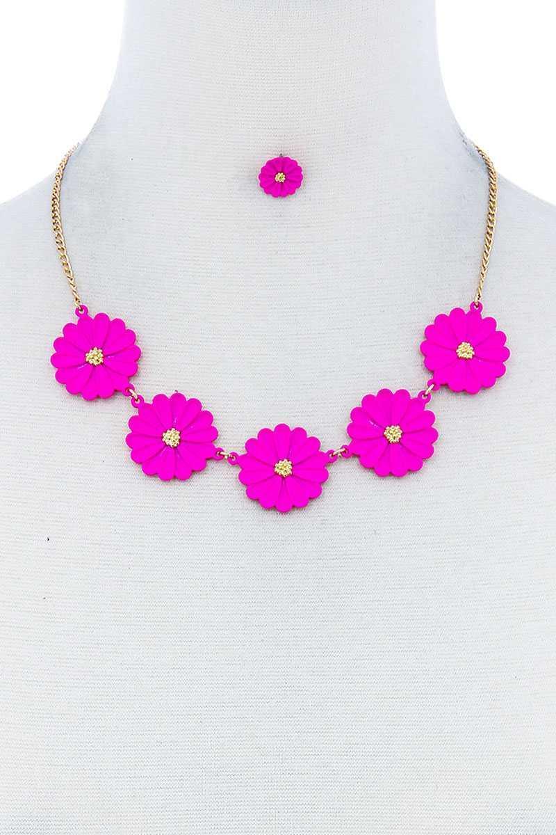 Fashion Cute Multi Tender Flower Necklace And Earring Set | Mixtshop LLC