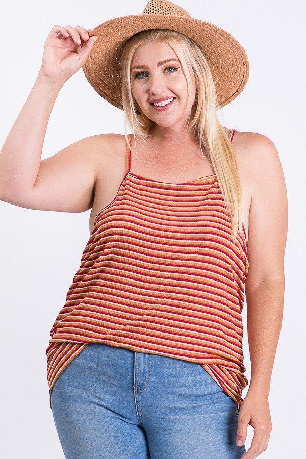 Sleeveless Multi Color Rib Fabric Tank Top | Mixtshop LLC Main image