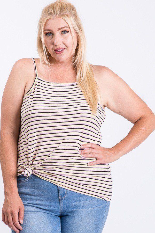 Sleeveless Multi Color Rib Fabric Tank Top | Mixtshop LLC Main image