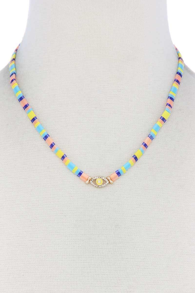 Evil Eye Charm Color Block Necklace | Mixtshop LLC