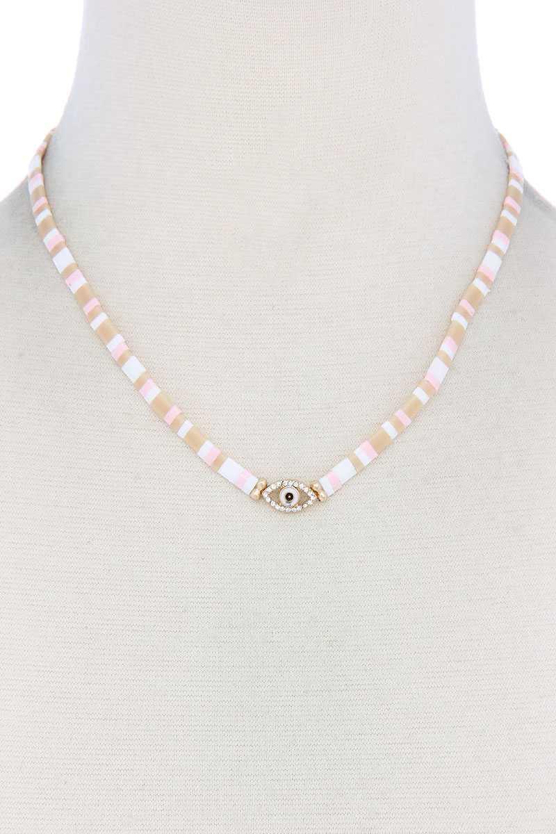 Evil Eye Charm Color Block Necklace | Mixtshop LLC