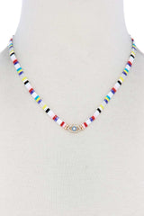 Evil Eye Charm Color Block Necklace