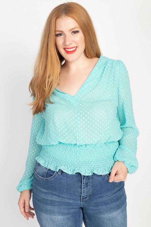 Waist Smoking V Neck Blouse | Mixtshop LLC Main image