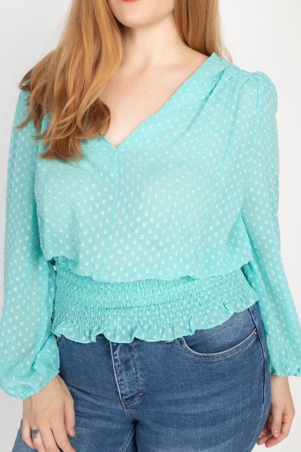 Waist Smoking V Neck Blouse | Mixtshop LLC