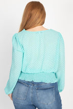 Waist Smoking V Neck Blouse | Mixtshop LLC