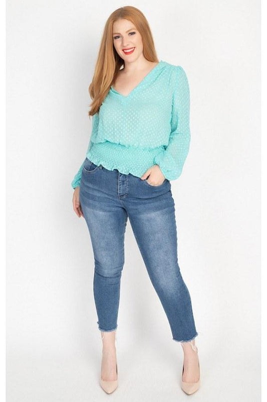 Waist Smoking V Neck Blouse | Mixtshop LLC