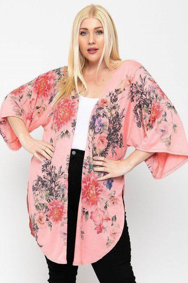 Floral Print, Long Body Cardigan | Mixtshop LLC Main image