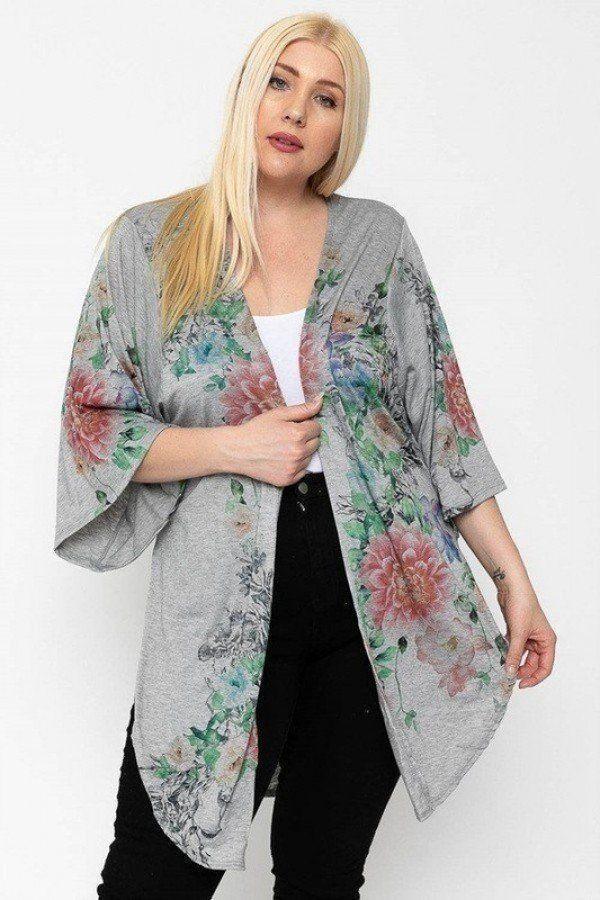 Floral Print, Long Body Cardigan | Mixtshop LLC Main image