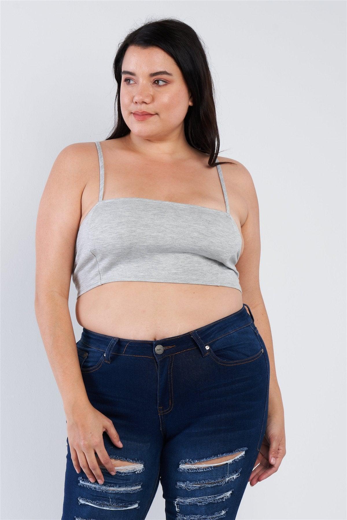 Plus Size Open Stripe Back Cami Strap Athletic Lounge Bra | Mixtshop LLC Main image