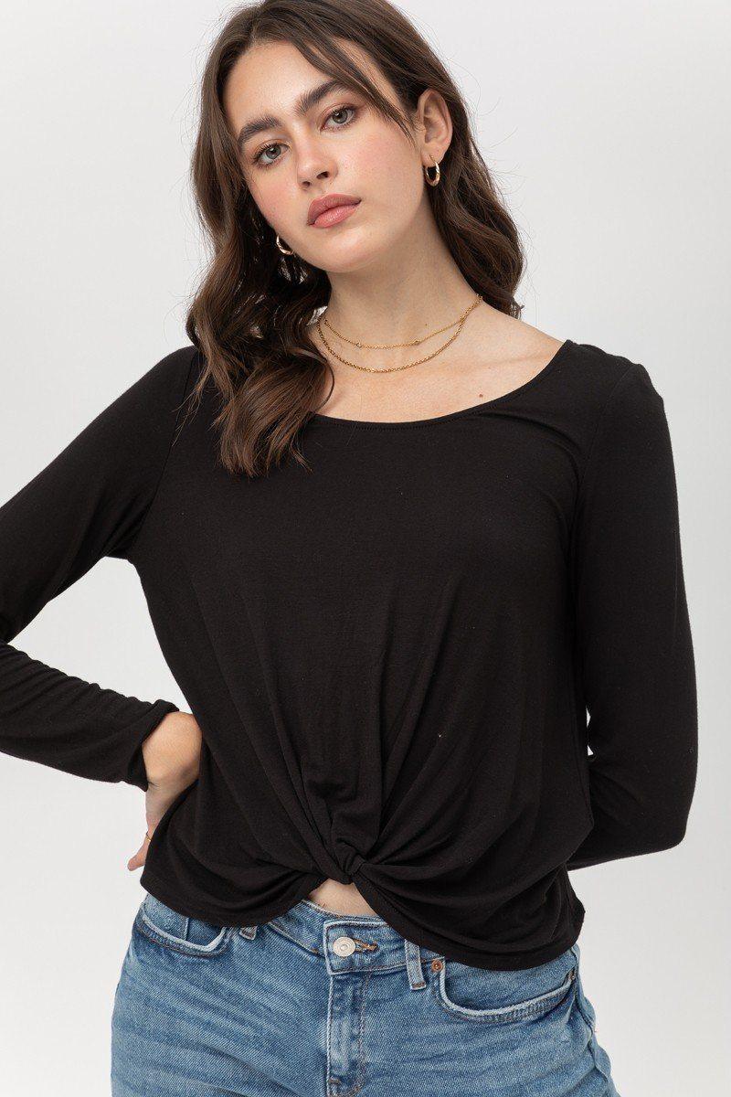 Rayon Span Jersey Front Twisted Top | Mixtshop LLC Main image