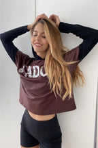 Burgundy And Black "j'adore" Silver Graphic Hoodie Top | Mixtshop LLC