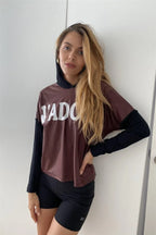 Burgundy And Black "j'adore" Silver Graphic Hoodie Top | Mixtshop LLC