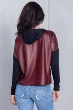 Burgundy And Black "j'adore" Silver Graphic Hoodie Top | Mixtshop LLC
