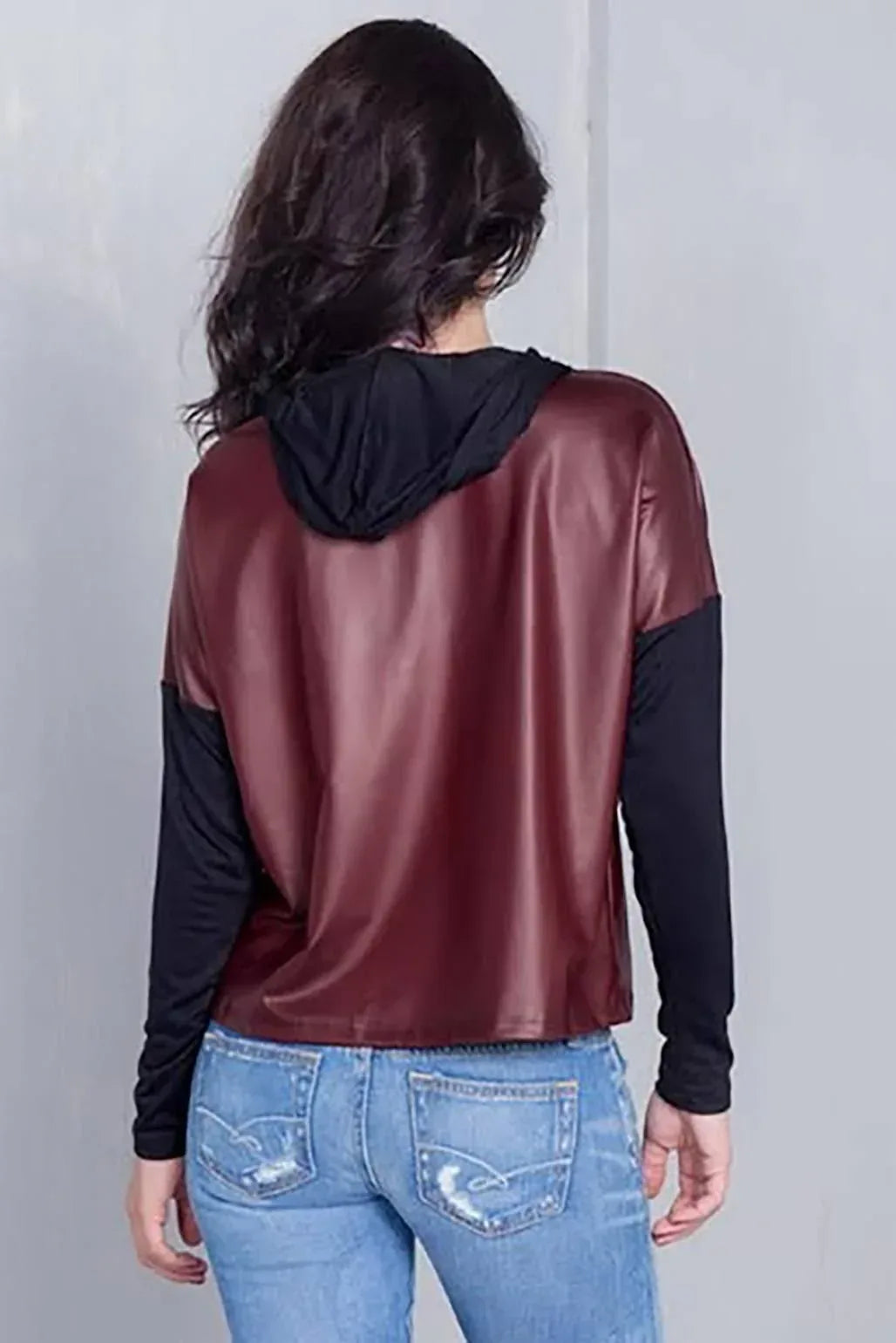 Burgundy And Black "j'adore" Silver Graphic Hoodie Top | Mixtshop LLC