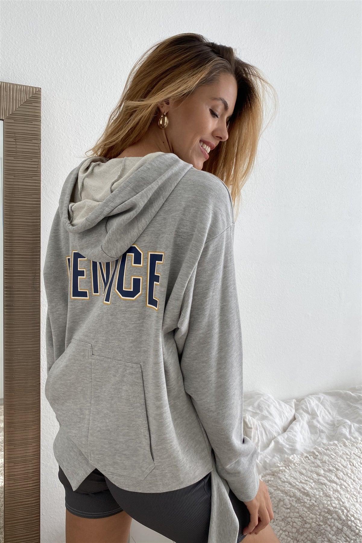 Uneven Hem Graphic "venice" Pullover Hoodie | Mixtshop LLC
