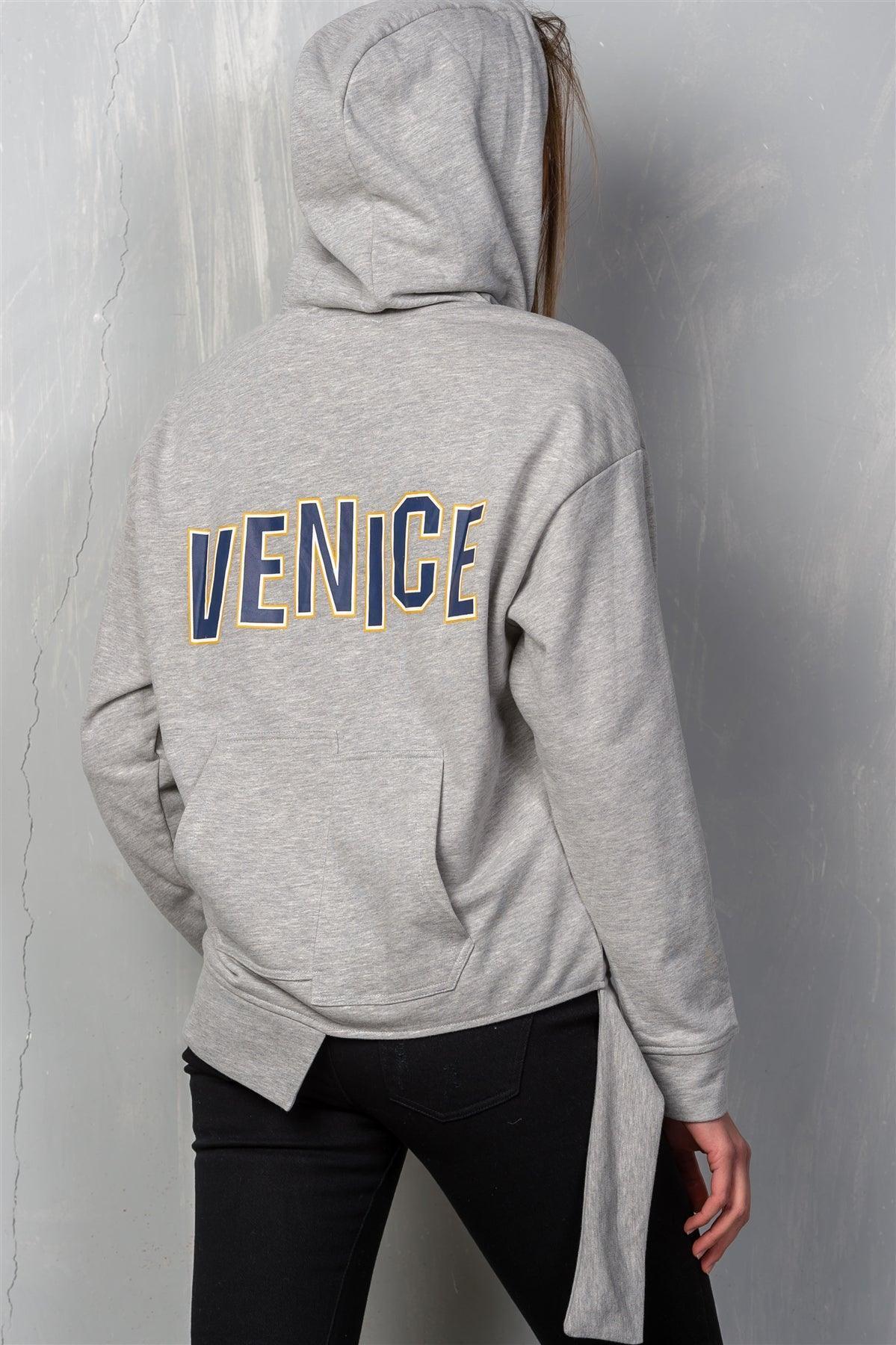 Uneven Hem Graphic "venice" Pullover Hoodie | Mixtshop LLC