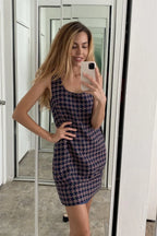 Multi Houndstooth Pattern Sleeveless Mini Dress | Mixtshop LLC