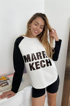 Contrast Sleeve Curved Hem Sweater | Mixtshop LLC