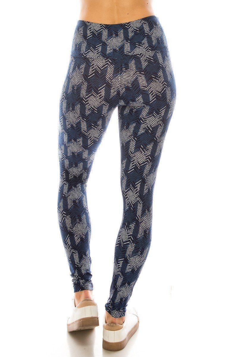 Long Yoga Style Banded Lined Multi Printed Knit Legging With High Waist | Mixtshop LLC