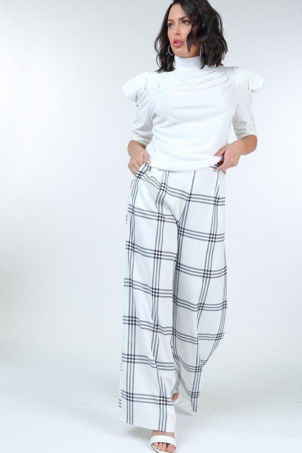 High Waist Plaid Print Wide Leg Pants Secondary image