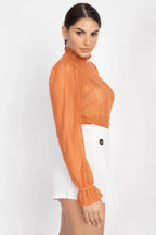 Ruffle Mock Neck Lace Top | Mixtshop LLC