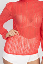 Ruffle Mock Neck Lace Top | Mixtshop LLC