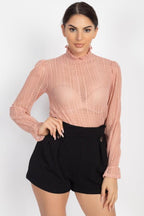 Ruffle Mock Neck Lace Top | Mixtshop LLC